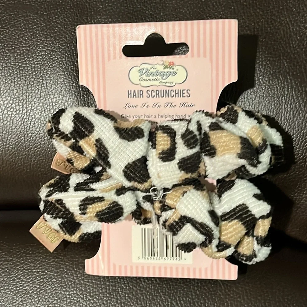 NWT 2 leopard print microfiber scrunchies from The Vintage Cosmetic Company